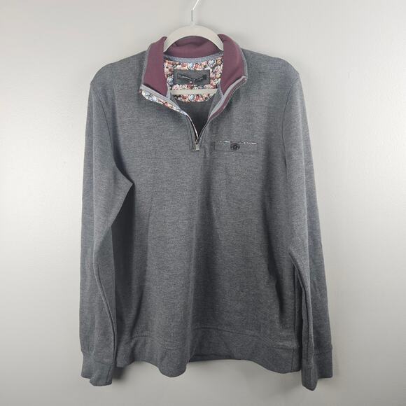 Hammer Made 1/4 Zip Up Gray With Maroon Collar Size Medium - Picture 1 of 7